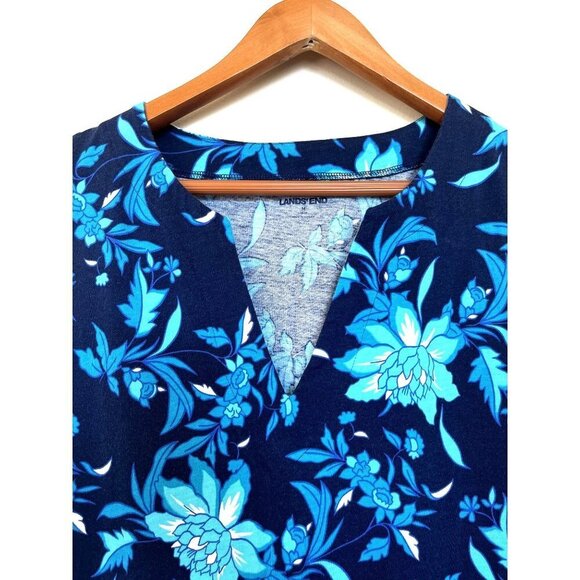 Lands End Navy Blue Tropical Relaxed Midi Dress M - Picture 7 of 10